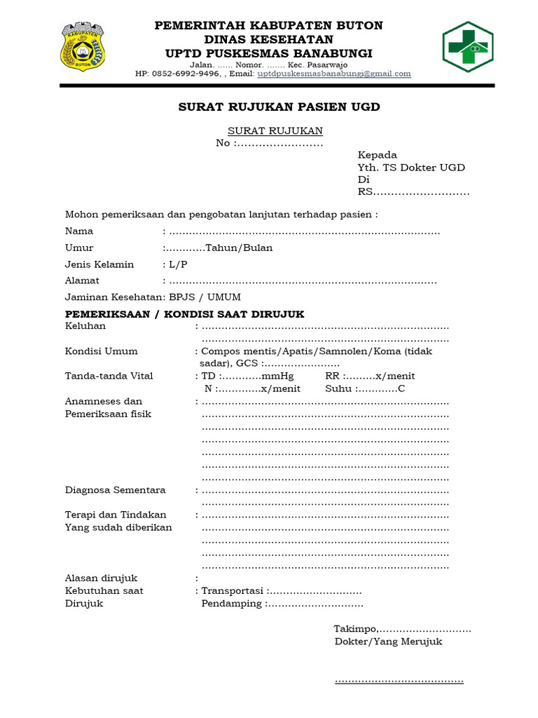 Surat Rujukan Pasien UGD Buton | PDF