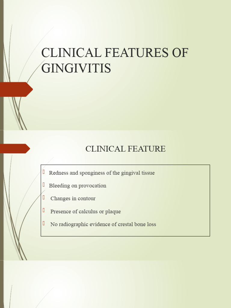 Clinical Features of Gingivitis PDF Inflammation Medical Specialties