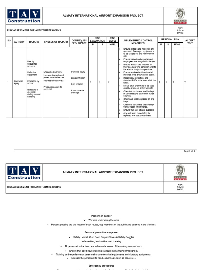 Anti-Termite Risk Assessment Overview | PDF | Personal Protective ...