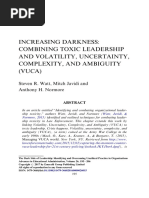 Increasing Darkness: Combining Toxic Leadership and Volatility, Uncertainty, Complexity, and Ambiguity (VUCA)