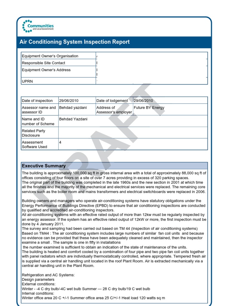 AirConditioningInspectionSample Duct (Flow) Hvac