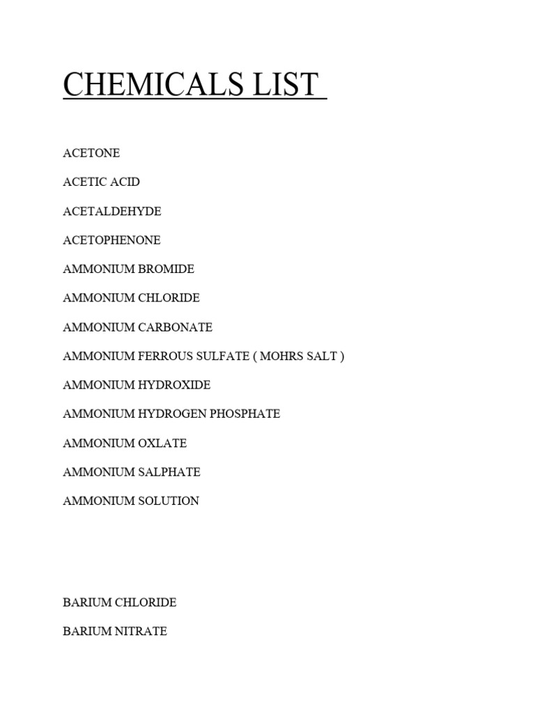Chemical List PDF