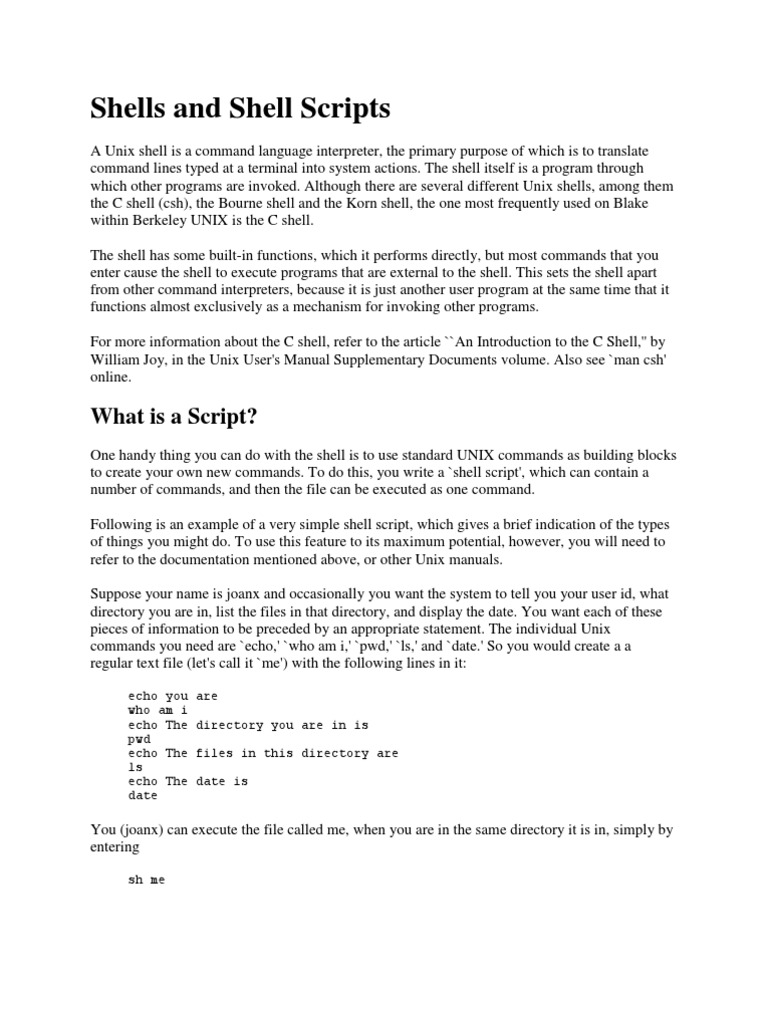 Shells and Shell Scripts | PDF | Command Line Interface | Computer ...