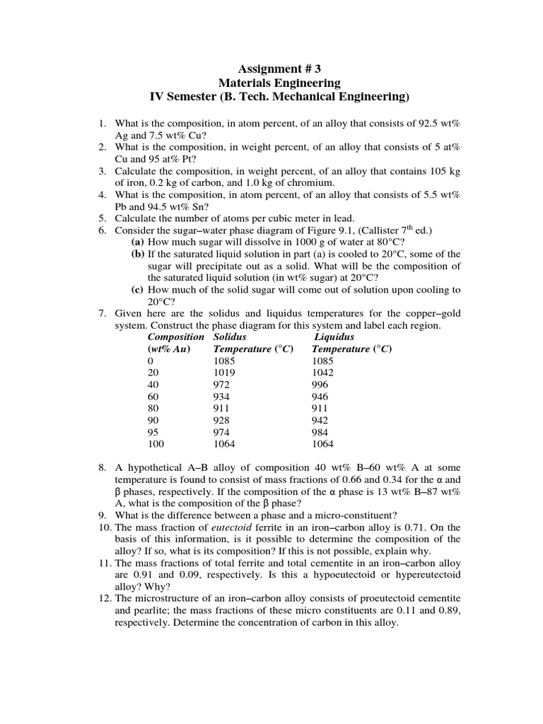 Alloy Composition and Phase Diagram Calculations | PDF | Home & Garden