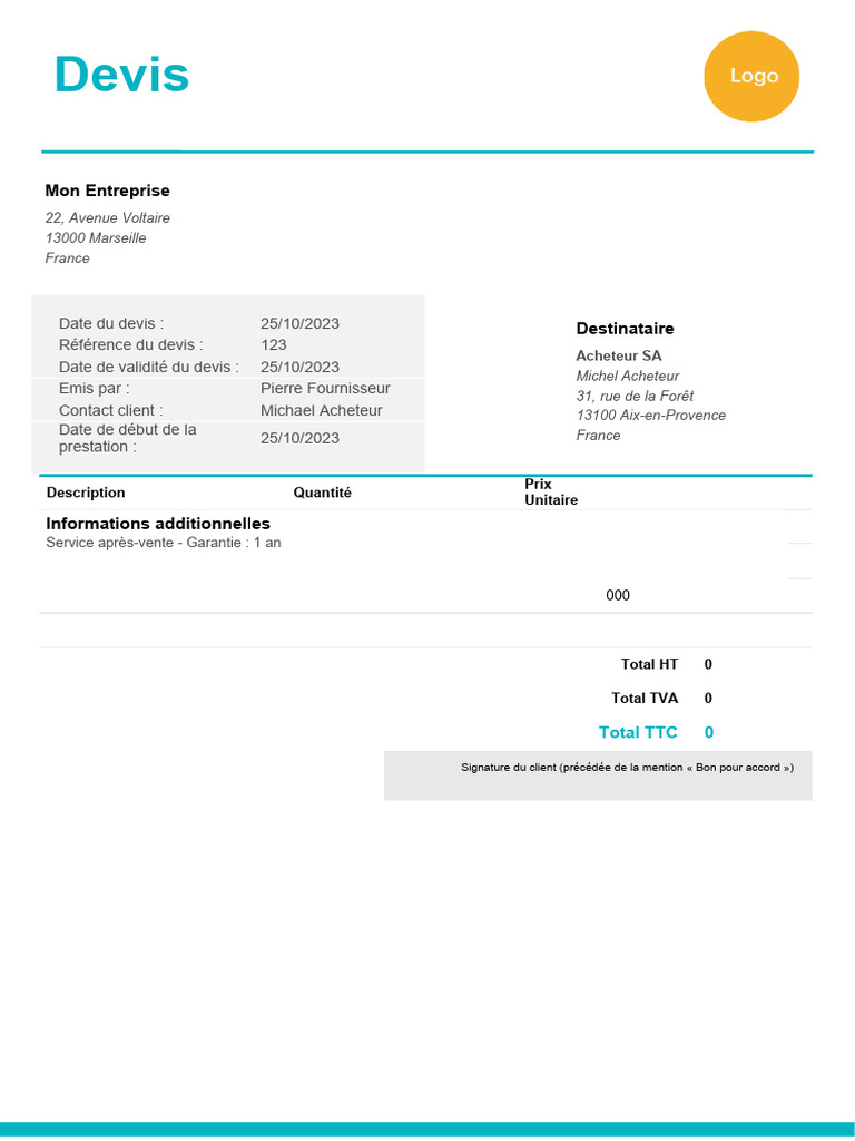 Modèle De Devis Aux Formats Excel Et Pdf – EGKPK