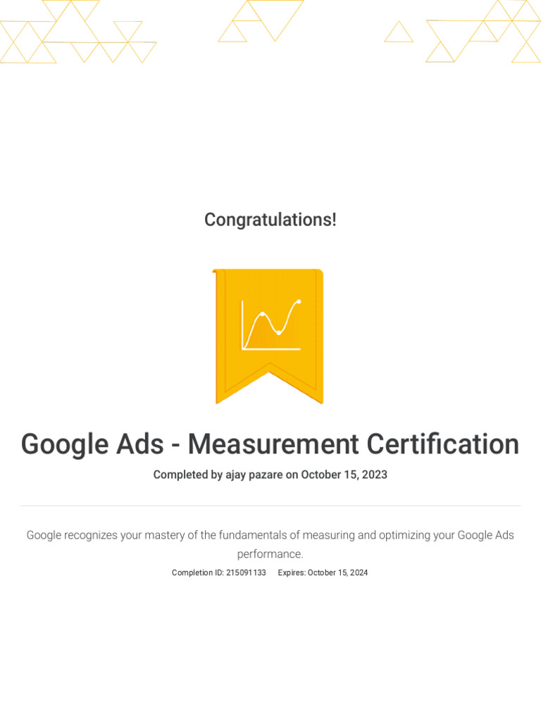 Google Ads Measurement Certification Award | PDF