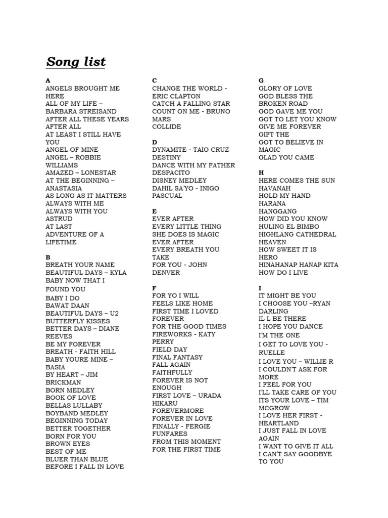 Song List | PDF