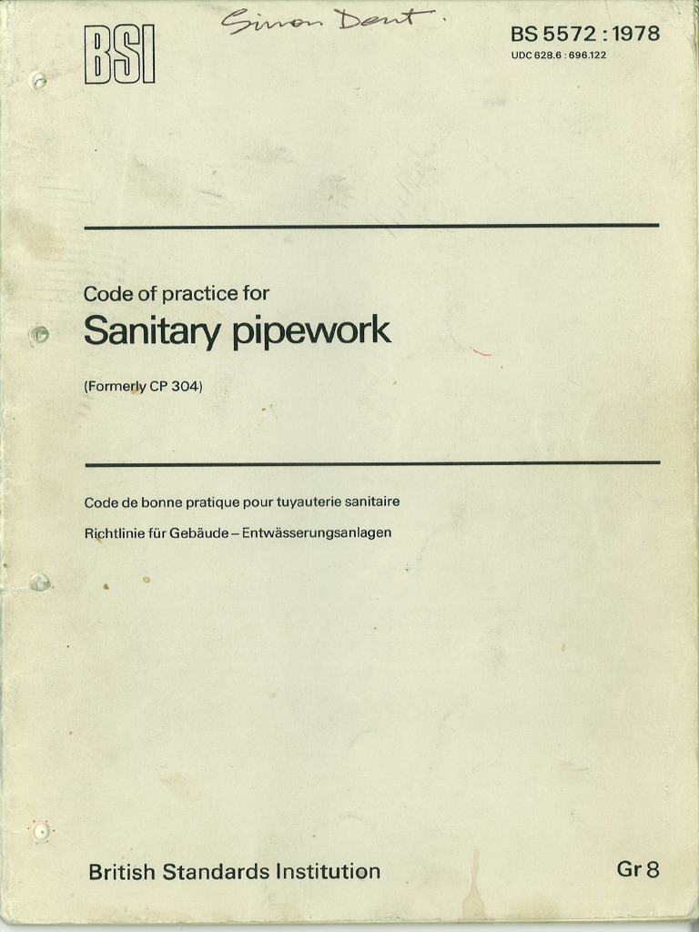 BS 5572 1978 Sanitary Pipework PDF