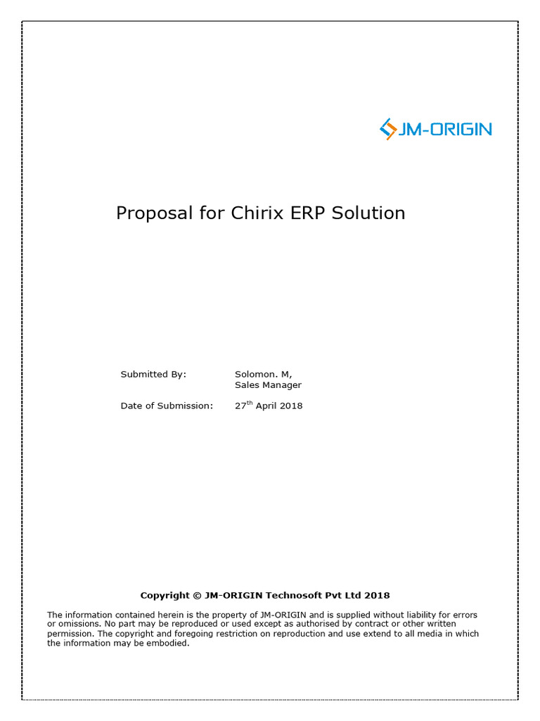 SAUDI V BELT INDUSTRY - Chirix ERP Licensed Proposal V.1 | PDF ...