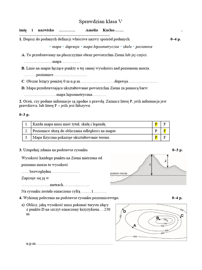Geografia Test KL V Mapa Polski | PDF
