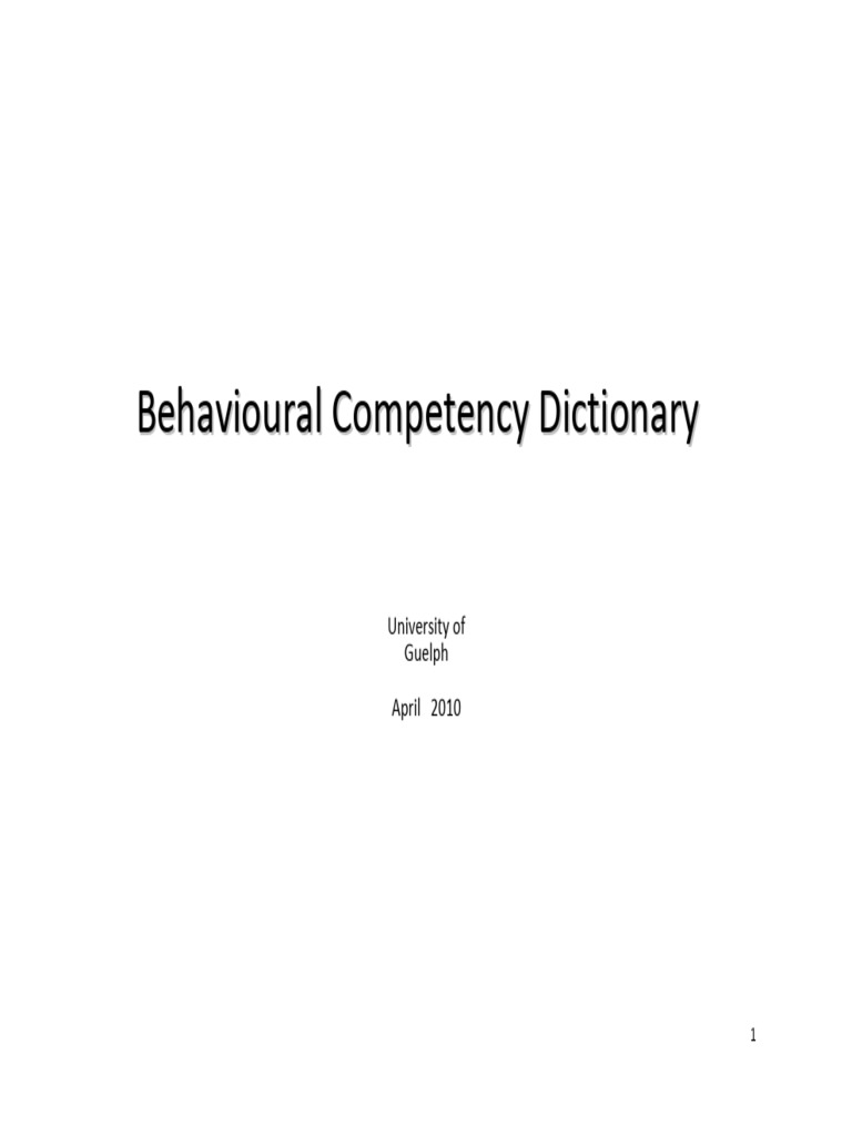 HR's Competency Dictionary | PDF