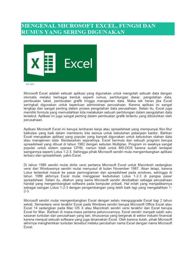 Sejarah Dan Fitur Unggulan Excel Pdf Seni Teknologi Rekayasa