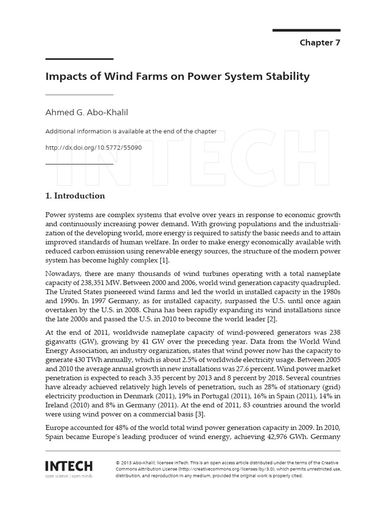 Wind Farms' Impact on Power Stability | PDF | Wind Power | Electric ...