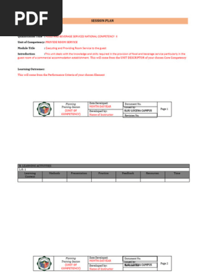 Plan Training Session Plan