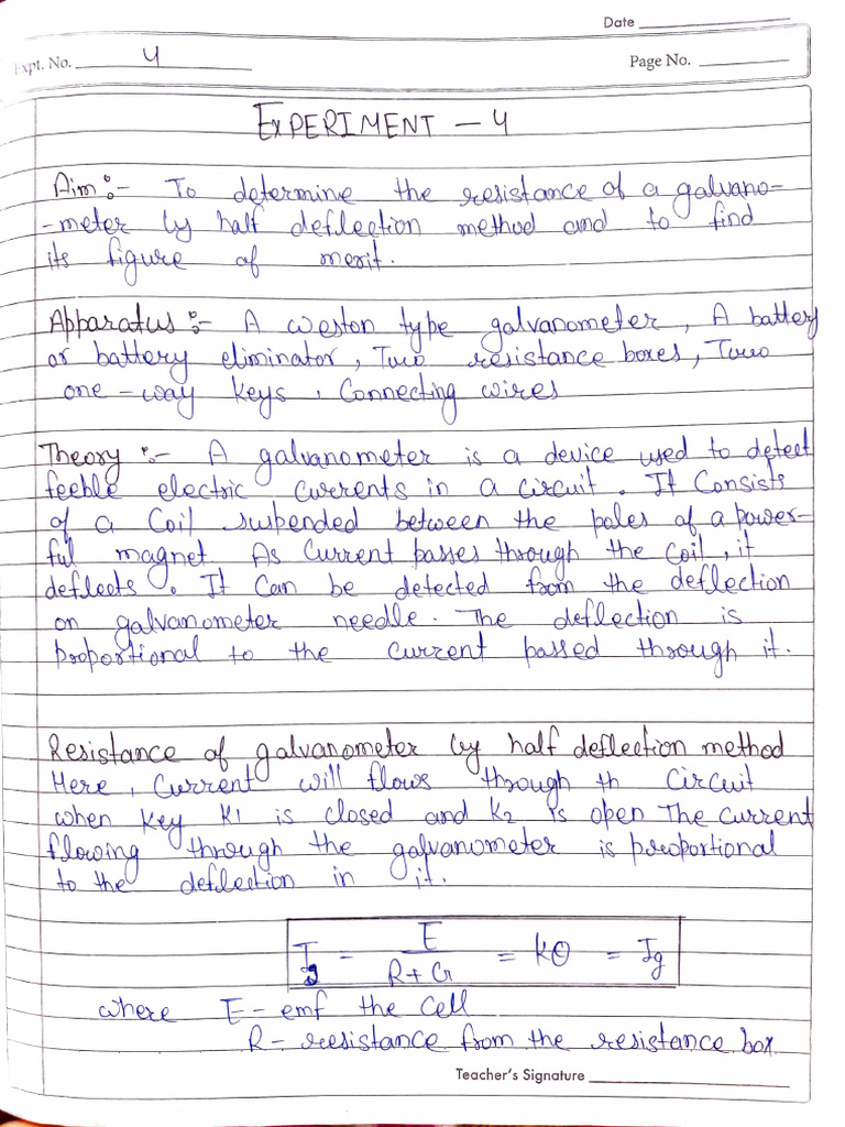 Resistance of Galvanometer by Half Deflection | PDF | Science & Mathematics