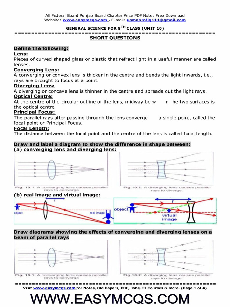 8th General Science Notes Chapter 10 | PDF