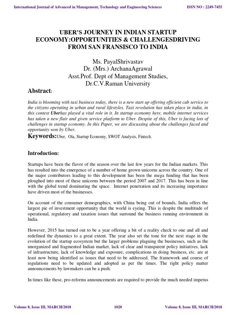 Uber Pdf Startup Company Small Business Entrepreneurs