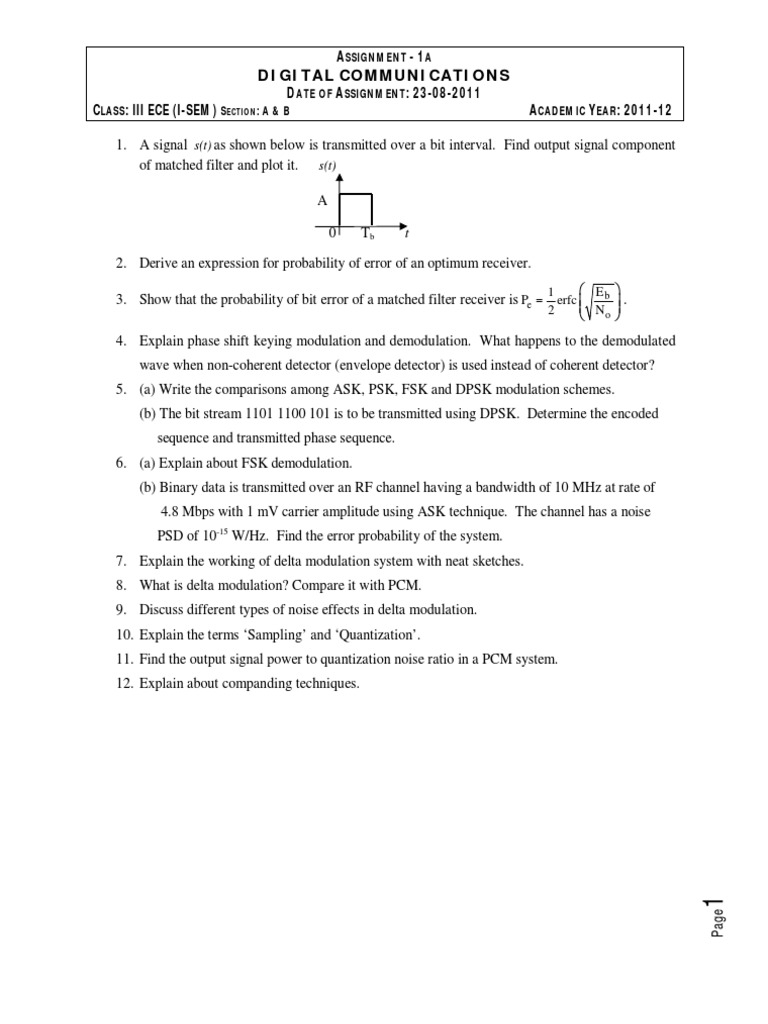 Digital Communications Assignment Overview | PDF | Science ...