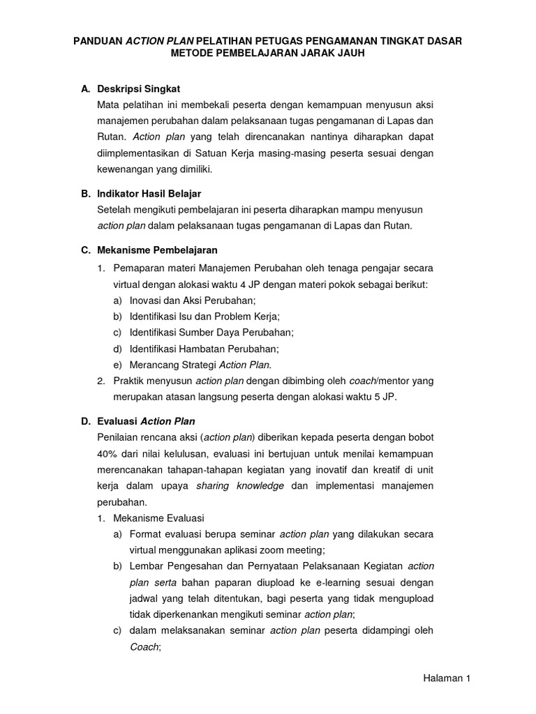 Panduan Action Plan Pelatihan PPTD | PDF | Bisnis | Seni