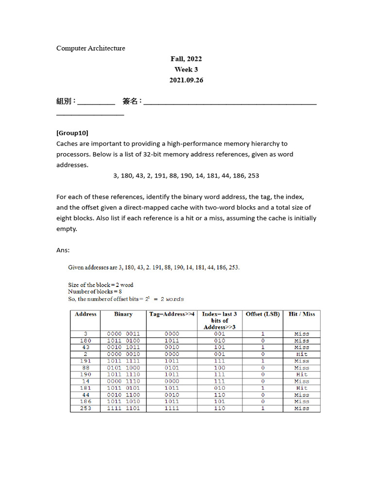 Cache Memory Address Mapping Analysis | PDF | Cpu Cache | Office Equipment