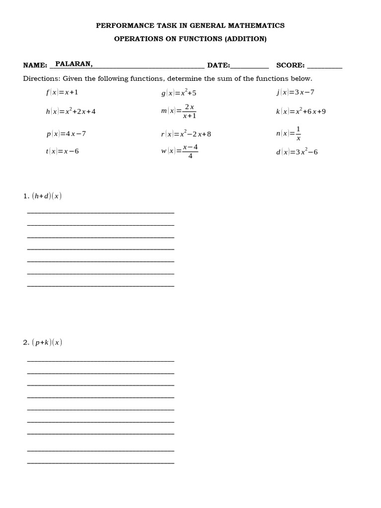 General Math Performance Task: Functions | PDF | Science & Mathematics