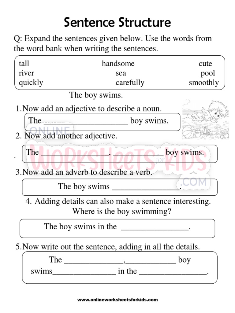 Sentence Structure Worksheets 1st Grade 3 | PDF
