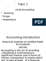 Topic 1: Financial Accounting Meaning Scope Importance