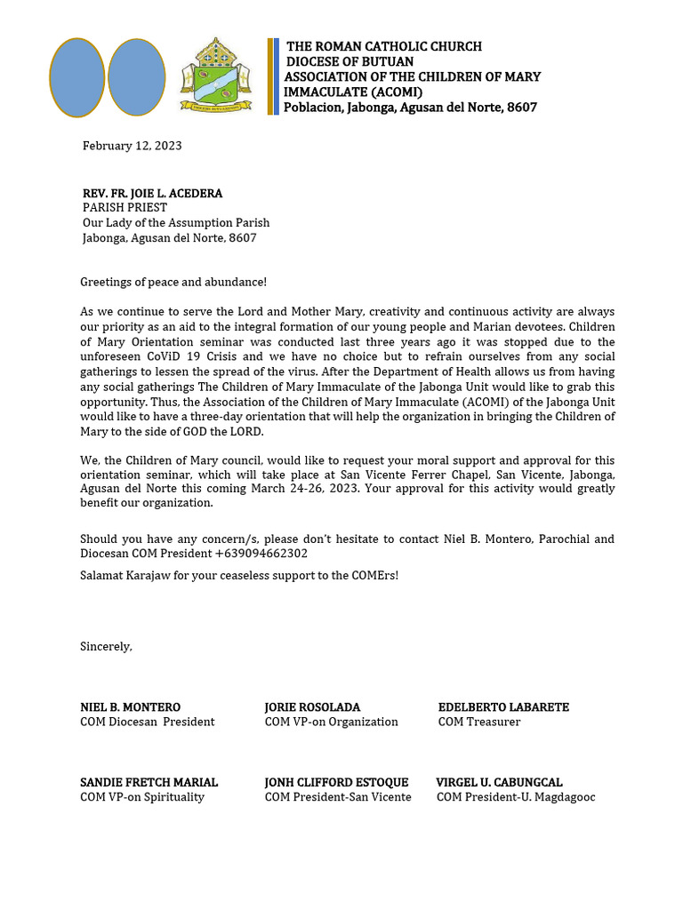 Diocesan Meeting Letter | PDF