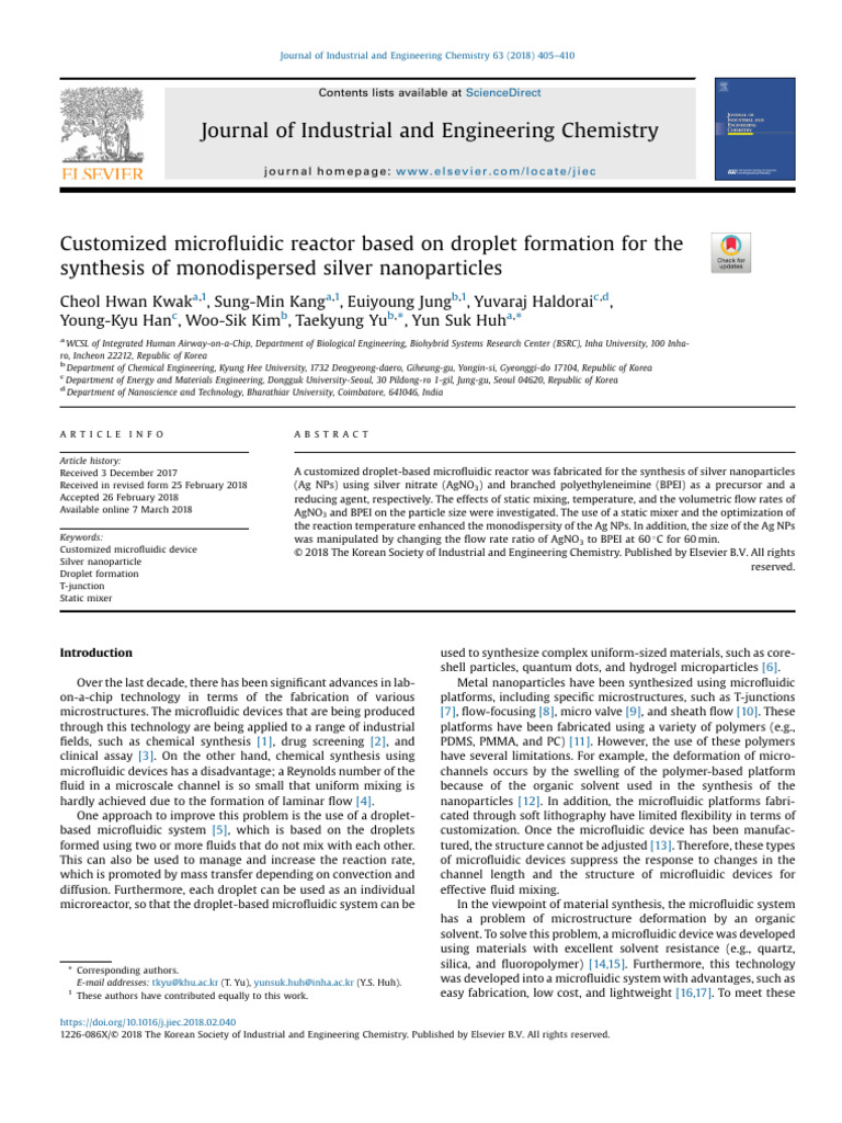 1 s2.0 S1226086X18301102 Main | PDF | Nanoparticle | Microfluidics