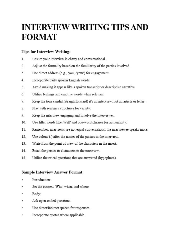 Interview Writing Tips and Format | PDF