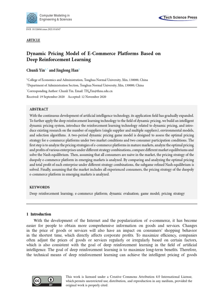 Deep Reinforcement Learning for E-Commerce Pricing | PDF | Auction ...
