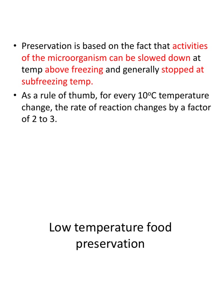 Low Temperature Food Preservation Food Preservation Vegetables