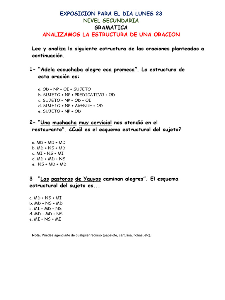 Exposicion de Gramatica-S | PDF