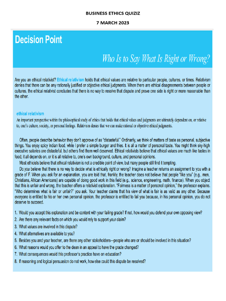 bUSINESS ETHICS QUIZ 7 MARET 2023 PDF