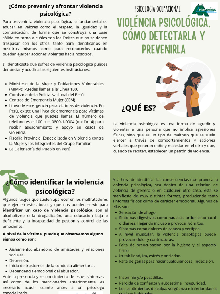 Folleto Díptico Violencia Psicológica (1) | PDF | Violencia | La ...