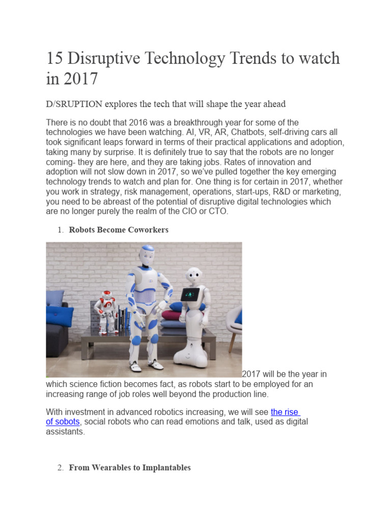 15 Disruptive Tech Trends for 2017 | PDF | Business | Computers