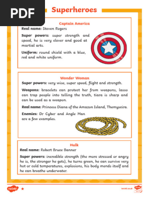 4.Superheros Reading Comprehension