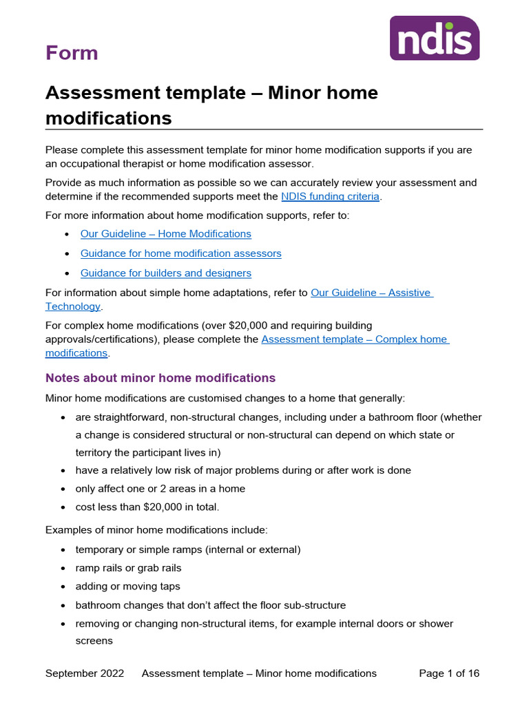 Assessment Template Minor Home Modifications v1.0 APPROVED EXTERNAL