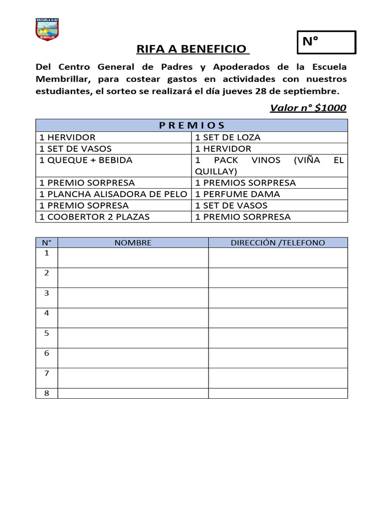 Ejemplo De Rifas Modelo De Rifa A Beneficio Pdf Nanouk Boeren Images ...