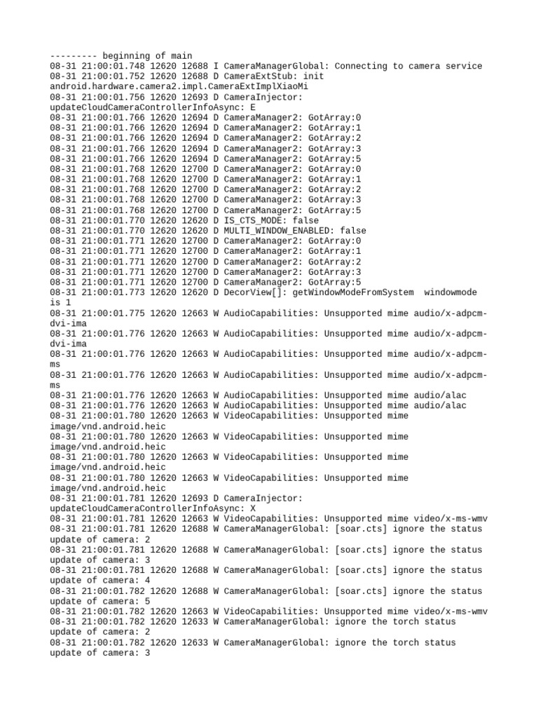 Camera and Audio Log Analysis | PDF | Software Engineering | Computing