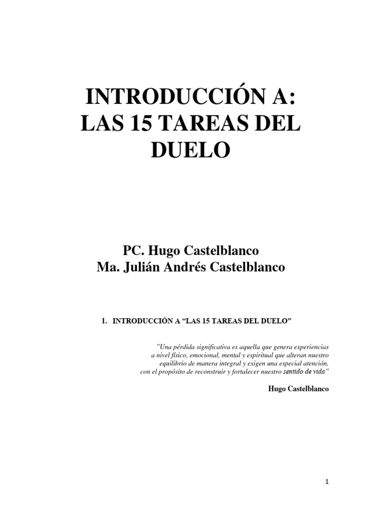Introducción A Las 15 Tareas Del Duelo Grupos De Apoyo Descargar
