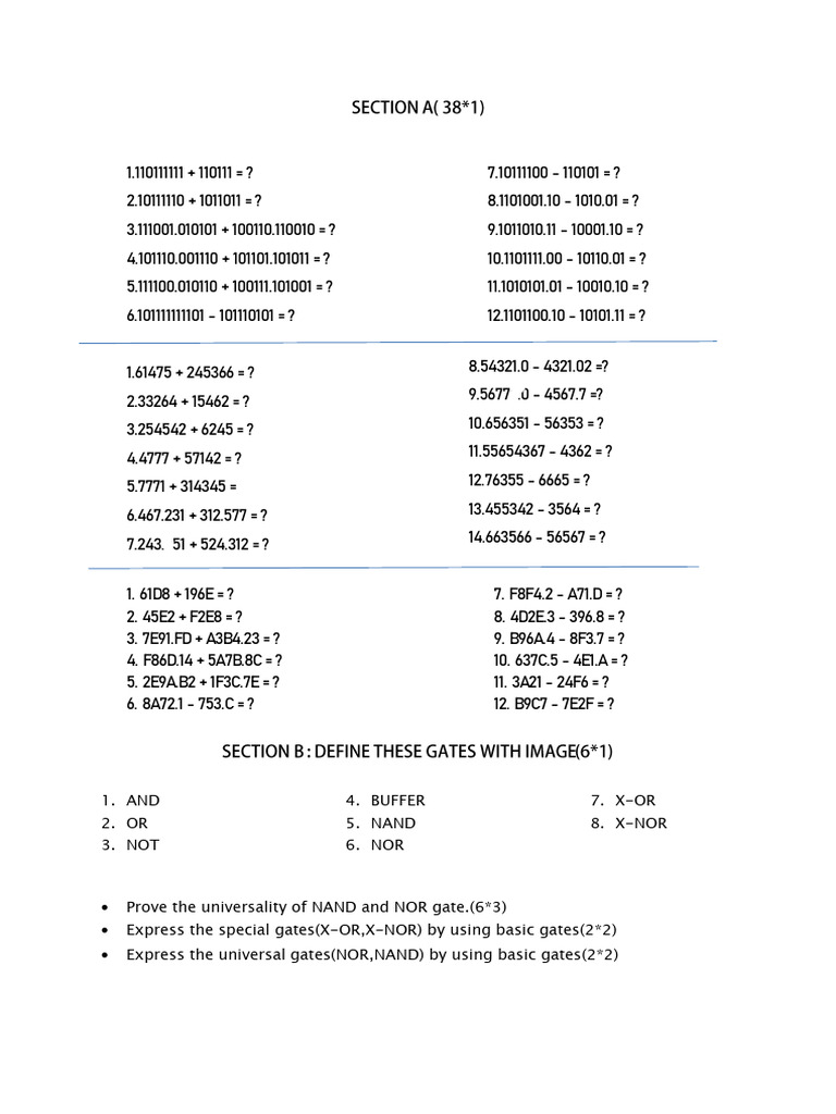 ICT Number System Practice Questions | PDF | Theory Of Computation ...