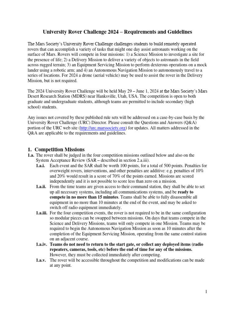 Student Rover Challenge Guide | PDF | Unmanned Aerial Vehicle | Rover ...