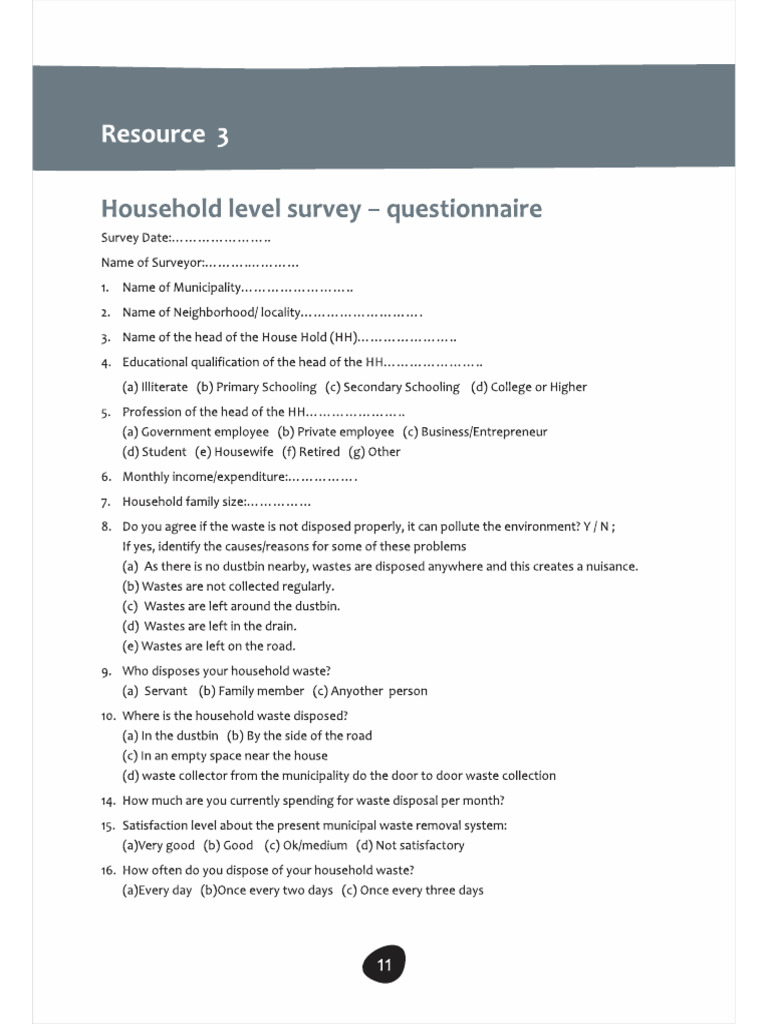 Waste Management Household Waste Survey | PDF