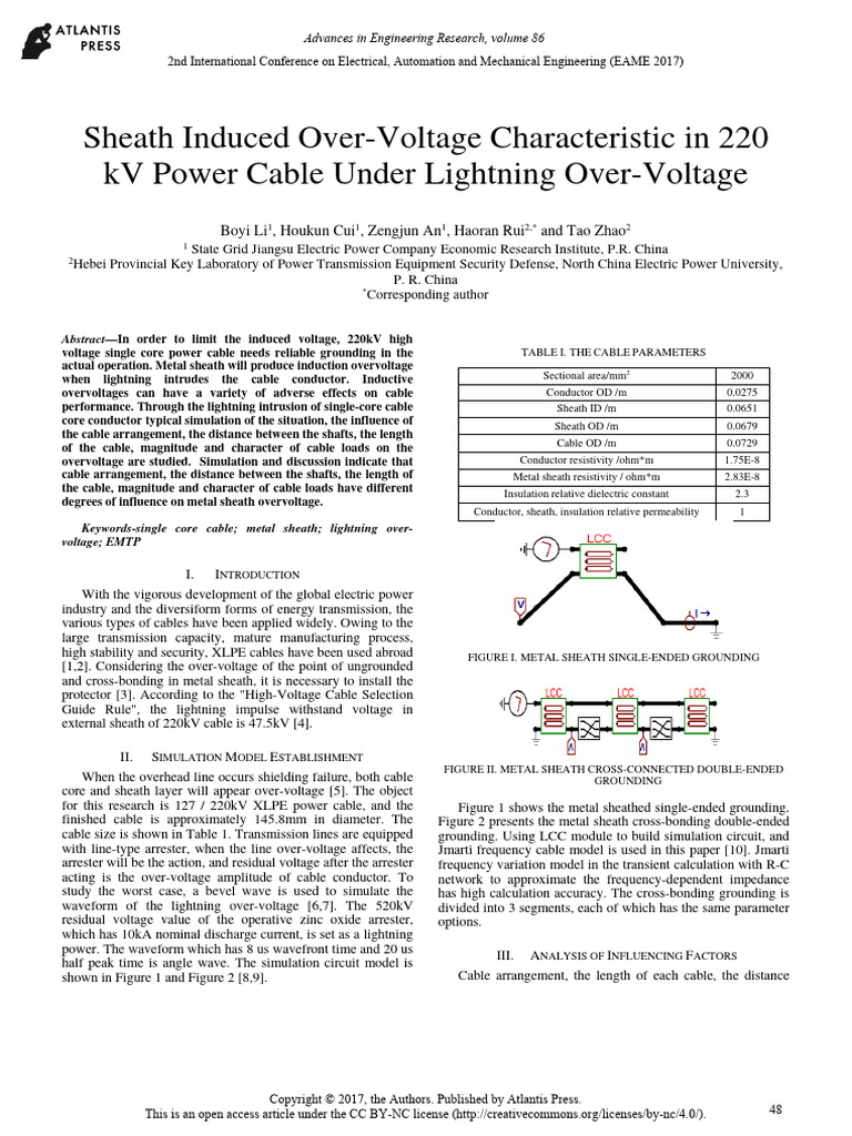 Sheath Over-Voltage in 220kV Cables | PDF