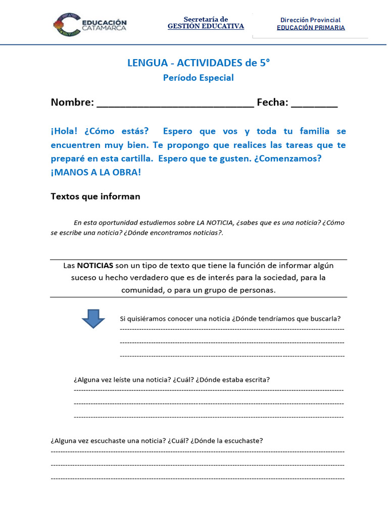 Actividades de Lengua para 5° Grado | PDF | Política | Juegos y actividades