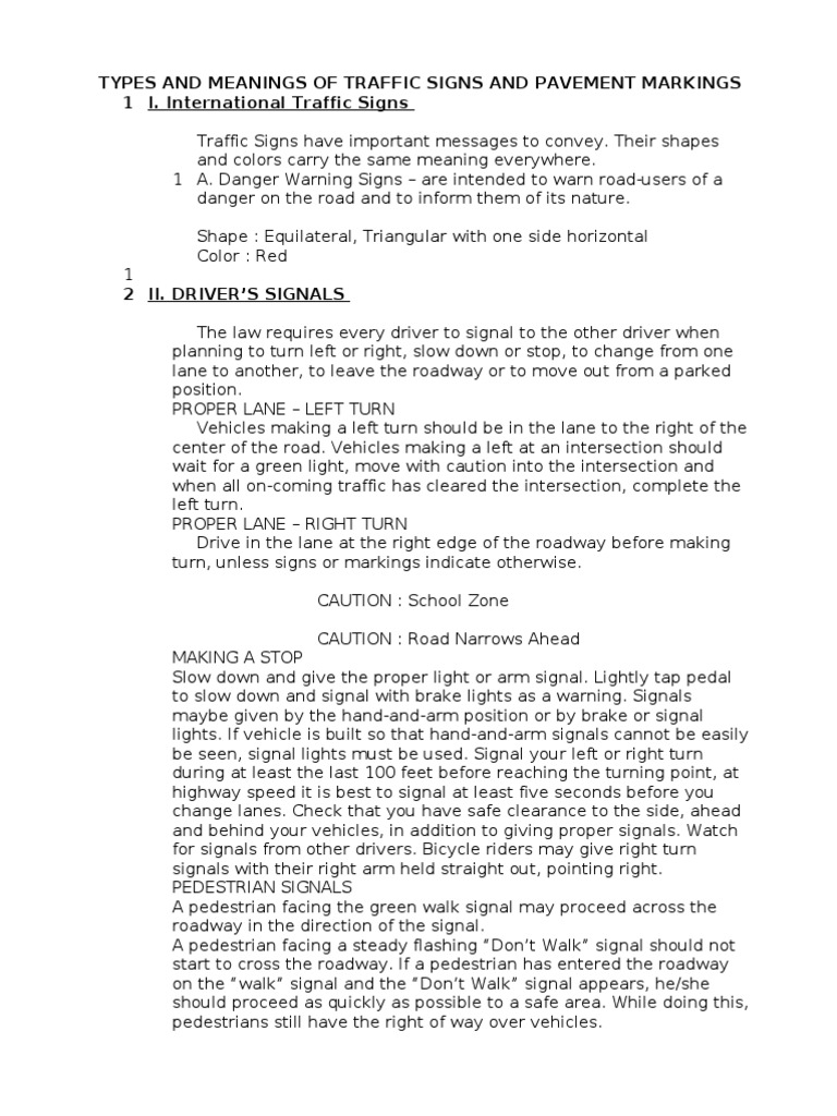 Traffic Signs and Pavement Markings A Comprehensive Guide to Roadway