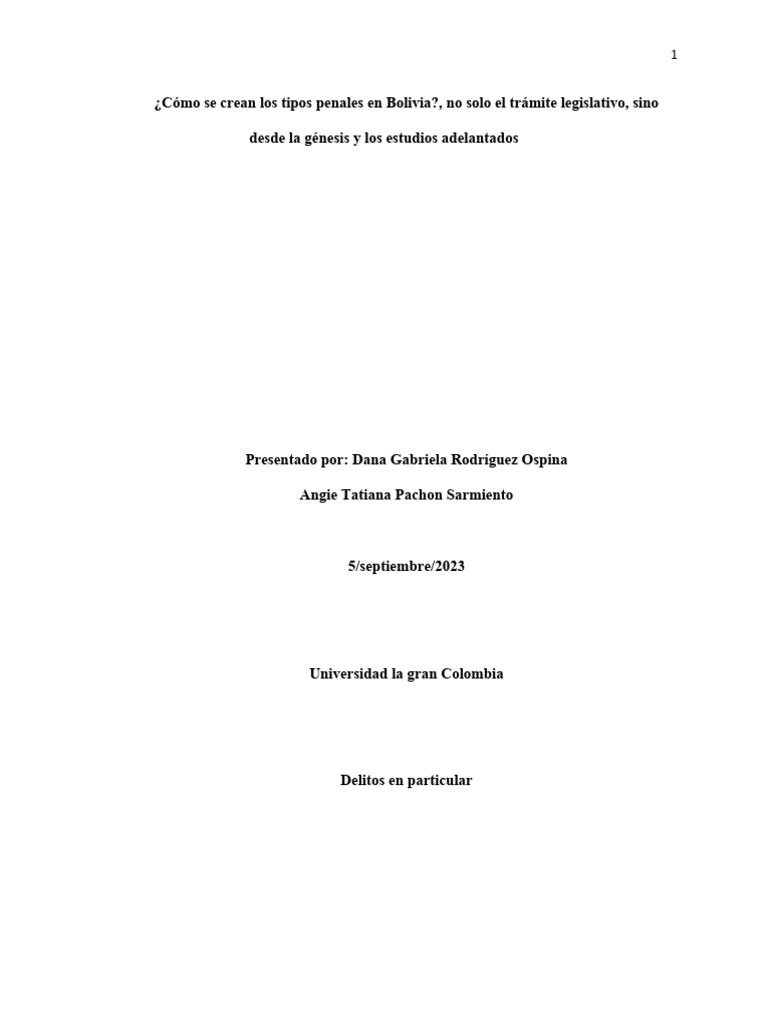 Cómo Se Crean Los Tipos Penales en Bolivia | PDF | Derecho penal | Bolivia