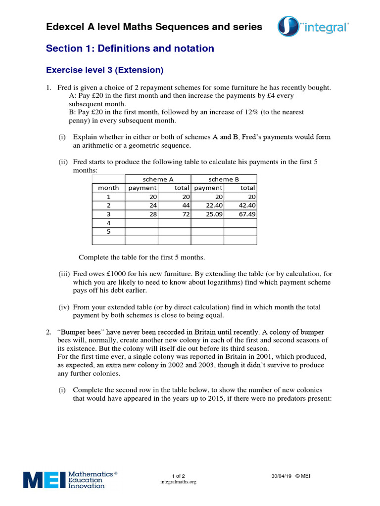 A Level Maths: Sequences & Series | PDF | Arithmetic | Mathematics