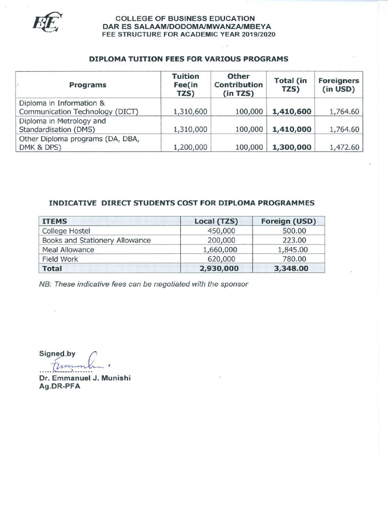 Fee Structure 20192020 Diploma PDF